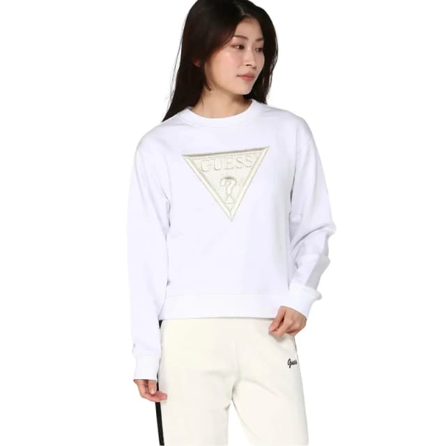 Guess Womens triangle fleece sweatshirt Guess Blanc Female S