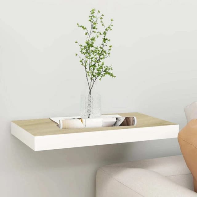 VIDAXL Floating Wall Shelf Oak and White 50x23x3.8cm MDF vidaXL 8720286416747