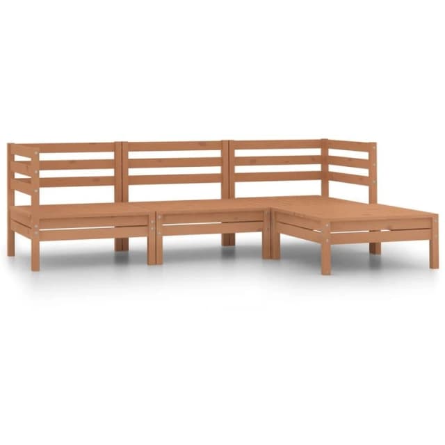 VIDAXL 4 Piece Garden Lounge Set Solid Pinewood Honey Brown Vidaxl 8720286659397