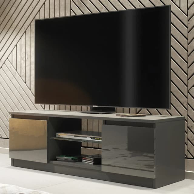 Creative Furniture Creative Furniture TV Unit 120cm Modern - Dark Grey with High Gloss Doors Dark Grey One Size Unisex 5061075249799