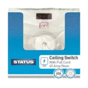 Status 45 amp - Ceiling Switch - Pull Cord - 2 way - White