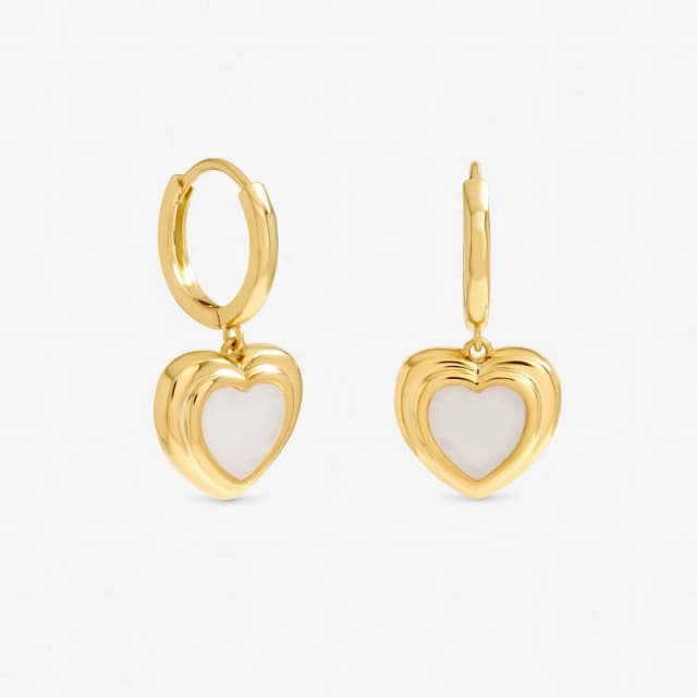 Inicio Womens Gold Plated Mother of Pearl Heart Earrings - Gift Pouch Gold Female One Size