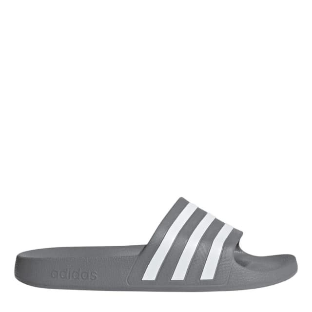 adidas adilette aqua sandals in white & grey White/Grey UK 7 (EU 40½)