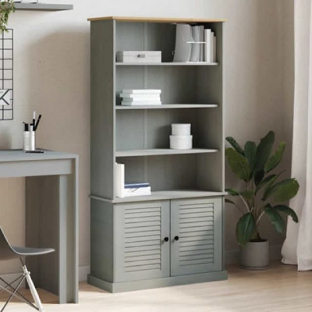 VIDAXL Bookcase vigo Grey 85x35x170cm Solid Wood Pine Vidaxl 8720845846121