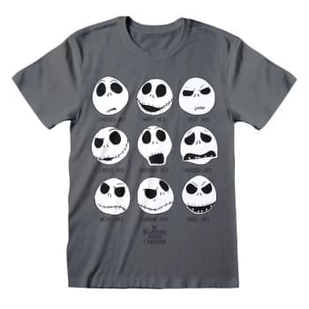 Nightmare Before Christmas - Many Faces Unisex Large T-Shirt - Charcoal