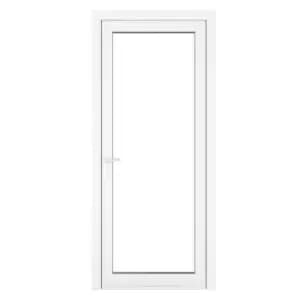 Crystal uPVC Clear Single Door Full Glass Right Hand Open 840mm x 2090mm Clear Glazing - White
