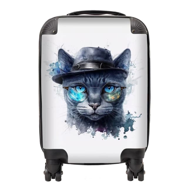 Warren Reed - Designer Russian Blue Cat Splashart Suitcase Size: Large Multicolor Unisex Large
