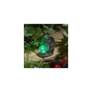 Solar Powered Hare Light Up Rabbit with Crackle Globe Light Garden Ornament Colour Changing Glass Solar Light