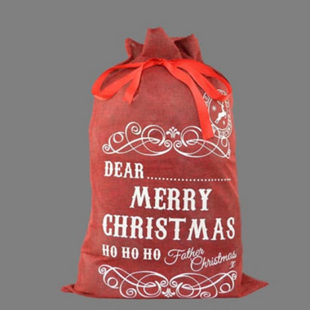 Shatchi Large Premium Hessian Santa Sack Red Stocking Bag Christmas Gifts Bag 72x50cm Size: 72x50cm Red Unisex 72x50 cm