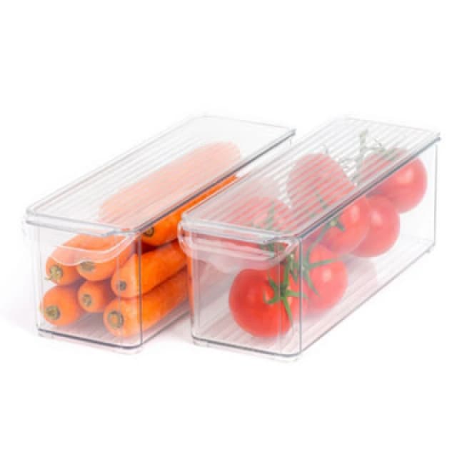 LIVIVO Medium-Sized Clear Fridge Storage Organisers - Set of 2 Clear