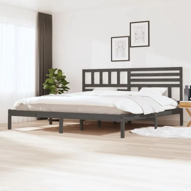 VIDAXL Bed Frame without Mattress Grey Solid Wood Pine 200x200cm Vidaxl 8720286960325
