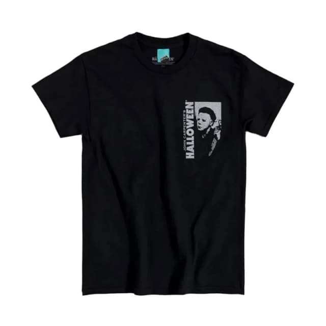 Halloween Mens Movie Screenshot Back Print T-Shirt in Black Size: Small Black Male S