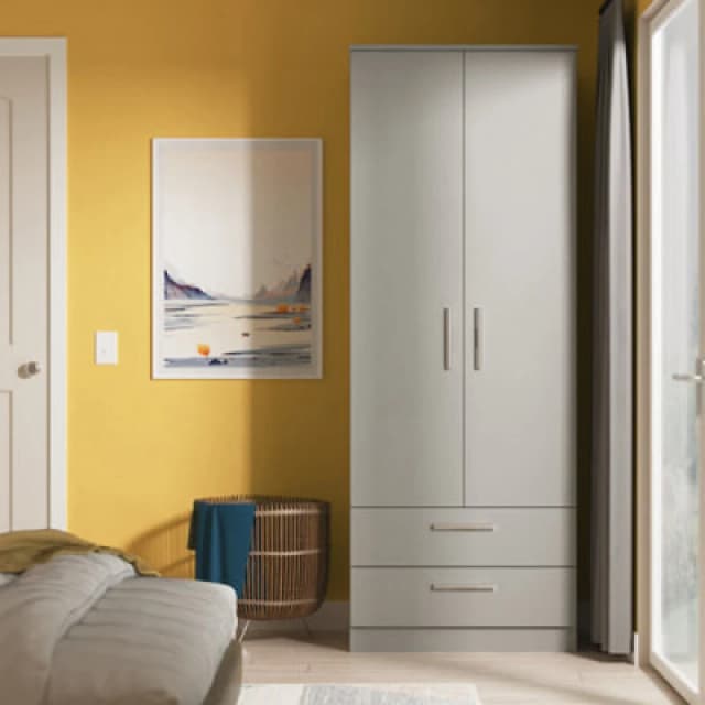 Trent Tall 2 Drawer Wardrobe In Dusk Grey (Ready Assembled)
