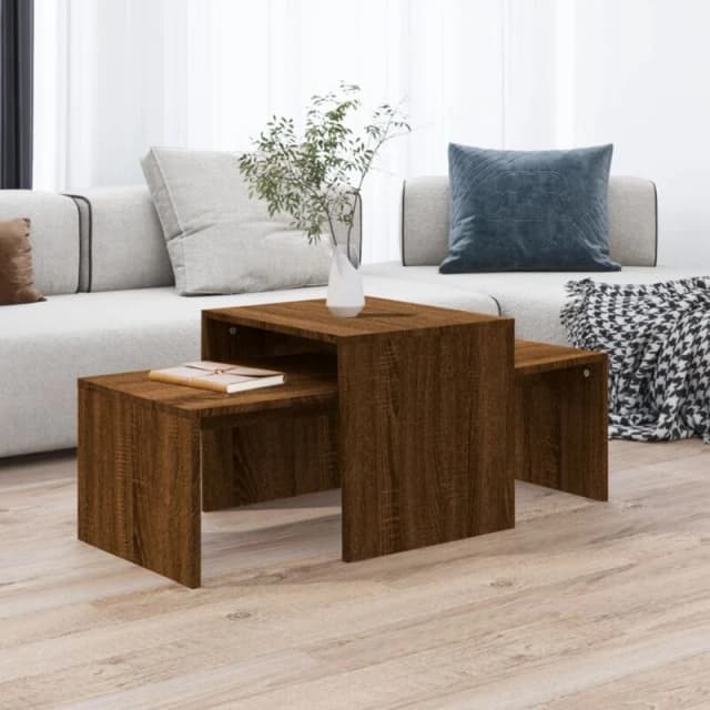 Vidaxl Coffee Table Set Brown Oak 100X48X40 Cm Engineered Wood, Brown 815548