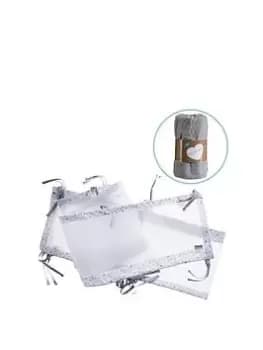 Clair de Lune Stars & Stripes Cot Bed Safe Sleep Bundle - Grey