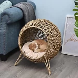 PawHut Wicker Cat House D30-245ND 580 x 520 x 520 mm Cream