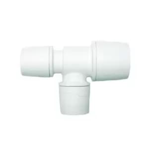 Polypipe Polymax Branch And One End Reduced Tee White 22mm X 15mm X 15mm Pushfit Max1522