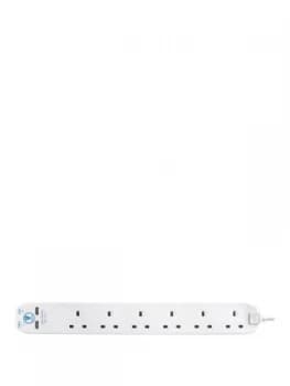British General Masterplug 13A 6 Gang 2M Surge Protected Extension Lead 2 X USB 2.1A
