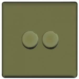 Wickes Dimmer Switch 2 Gang 2 Way 400W Pearl Nickel Screwless Flat Plate