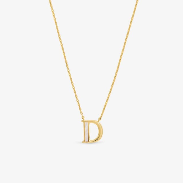 Inicio 14K Real Gold Plated Pearl Initial Pendant - D Gold female One Size