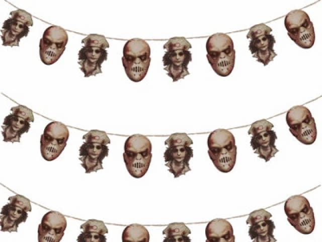 Shatchi 8Pcs Halloween Chopped Bloody Faces Garland Scary Horror Cut-Outs Bunting Banner Multi unisex