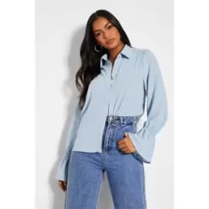 I Saw It First Woven Elasticated Cuff Button Up Shirt - Blue