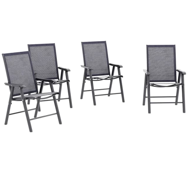 Outsunny 4-PCS Garden Armchairs Outdoor Patio Folding Furniture Grey 84B-381V01CG