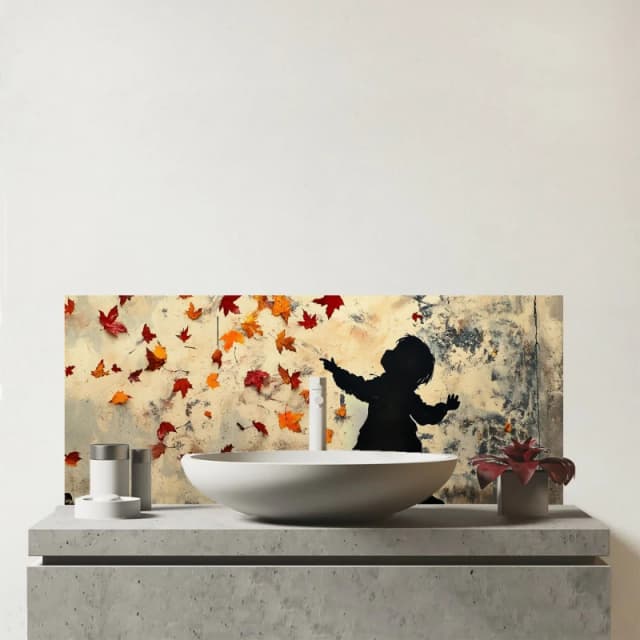 Warren Reed - Designer Memories Of Autumn Days Glass Bathroom Splashback Multicolor Unisex