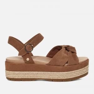 UGG Womens Trisha Suede Flatform Sandals - Chestnut - UK 3
