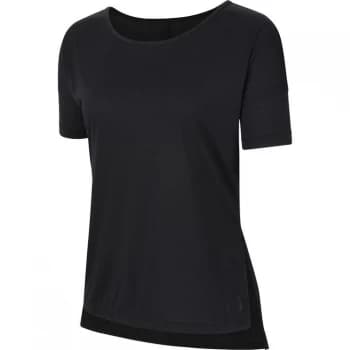 Nike Yoga Short-Sleeve Top Ladies - BLACK/DK SMOKE GREY