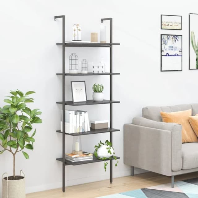 Vidaxl 5-tier Leaning Shelf Black 64X35X185 Cm, Black 336387