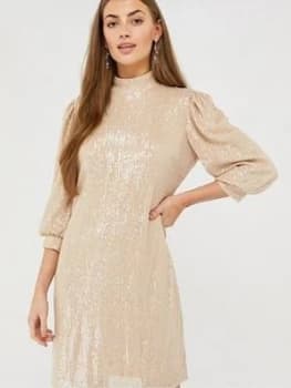 Monsoon Adara Sequin Short Dress - Blush