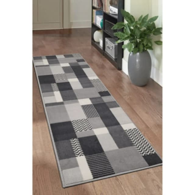 Homemaker Genesis Blocks Runner Rug Charcoal 60X200 ND74304