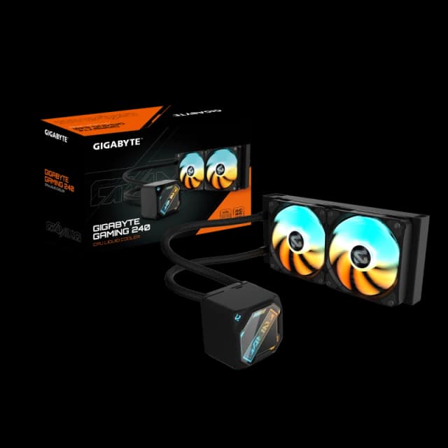 Gigabyte GAMING 240 All-in-One Liquid CPU Cooler with 240mm Radiator, Dual ARGB PWM Fans & High-Performance Pump - Black - GP- Gigabyte GME 240