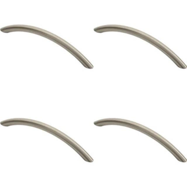 Loops 4x Curved Bow Cabinet Pull Handle 153 x 10mm 128mm Fixing Centres Satin Nickel Metallics unisex
