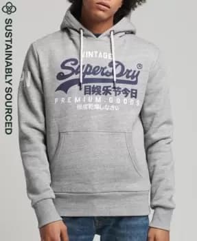 Superdry Mens Organic Cotton Vintage Logo Hoodie Grey / Grey Marl - Size: Xxxl