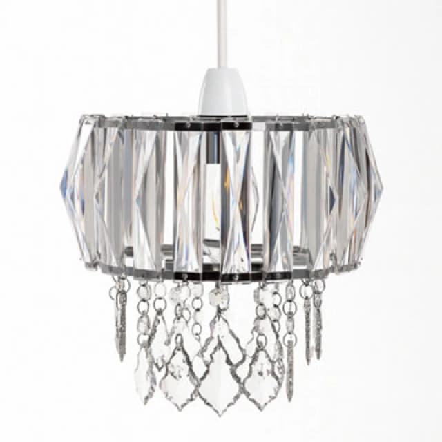 Innoteck Sparkly Ceiling Chandelier Drum Shade With Prismatic Acrylic Crystal Strips And Droplets