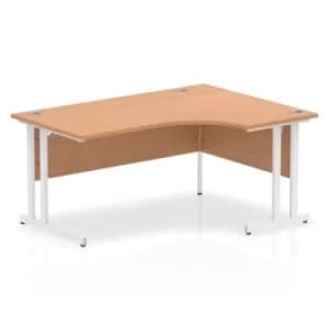 Impulse 1600mm Right Crescent Desk Oak Top White Cantilever Leg I00284