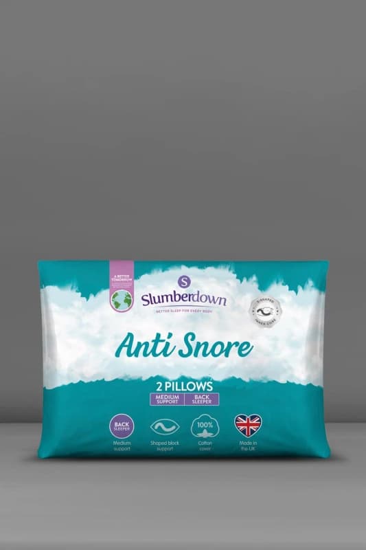 Slumberdown 2 Pack Anti Snore Medium Support Pillows White unisex