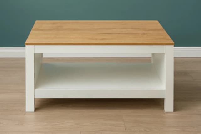 Koala Modern Coffee Table With Storage Shelf For Living Room Light Wood Finish