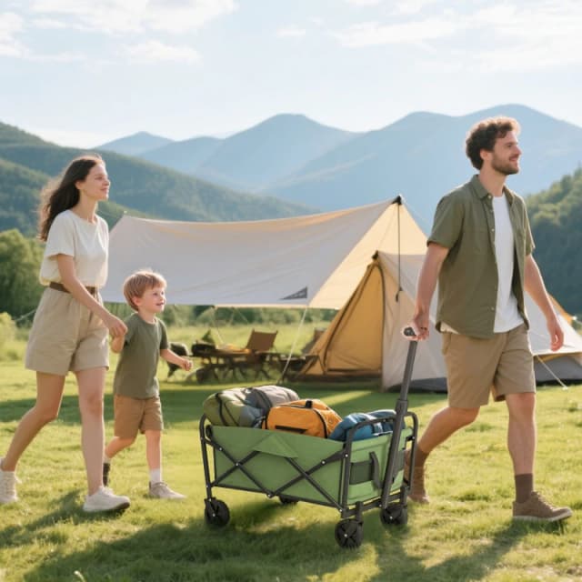 OUTSUNNY 62L Festival Trolley, 120kg Heavy Duty Folding Trolley Cart, Green Green Unisex