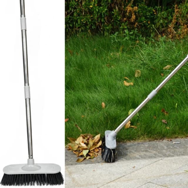 Gr8 Garden Heavy Duty Stainless Steel Broom with Handle Outdoor Garden Hard Bristle Brush Silver unisex