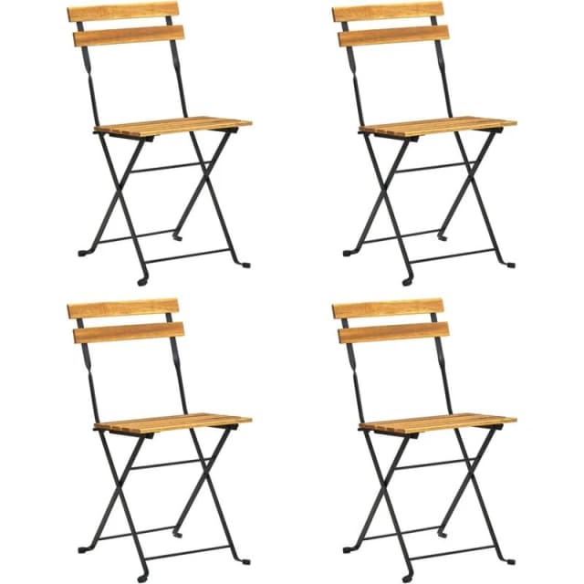 VIDAXL Folding Bistro Chair 4 pcs Solid Acacia Wood vidaXL 8720286151860