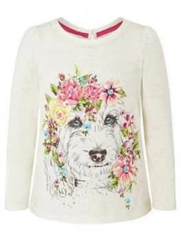 Monsoon Girls S.E.W. Dog Long Sleeve Top - Ivory