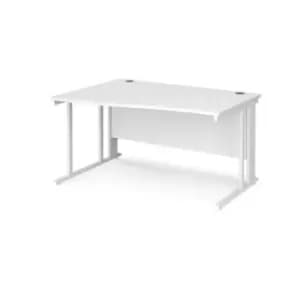 Office Desk Left Hand Wave Desk 1400mm White Top With White Frame Maestro 25 MCM14WLWHWH