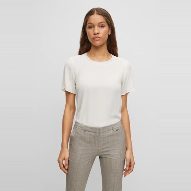 Boss Womens Ilyeana Regular Fit T-Shirt Open White female 4 (XXS)