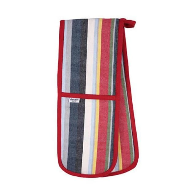 Dexam Striped Recycled Cotton Double Oven Gloves - Red