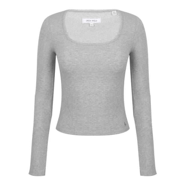 Jack Wills Womens Long-Sleeve T-Shirt Grey Marl female 8 (XS)