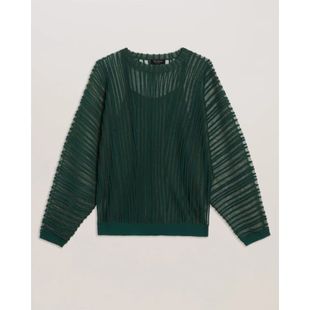 Ted Baker Womens Striped Knitted Top Dk-Green female 8 (XS)