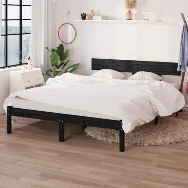 VIDAXL Bed Frame without Mattress Black Solid Wood 140x190cm Vidaxl 8720286762929